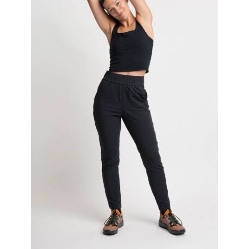 Alder Apparel Open Air Pant Black High Waisted Hiking Outdoor Tapered Leg Medium